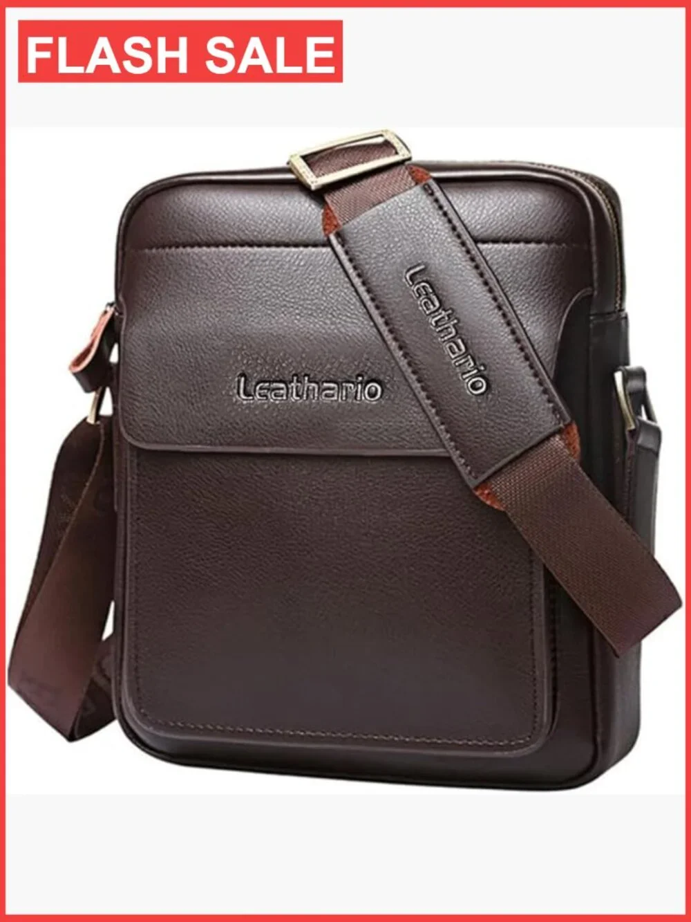 Men's Vegan Leather Crossbody Bag Messenger Shoulder Sling Satchel Work Travel